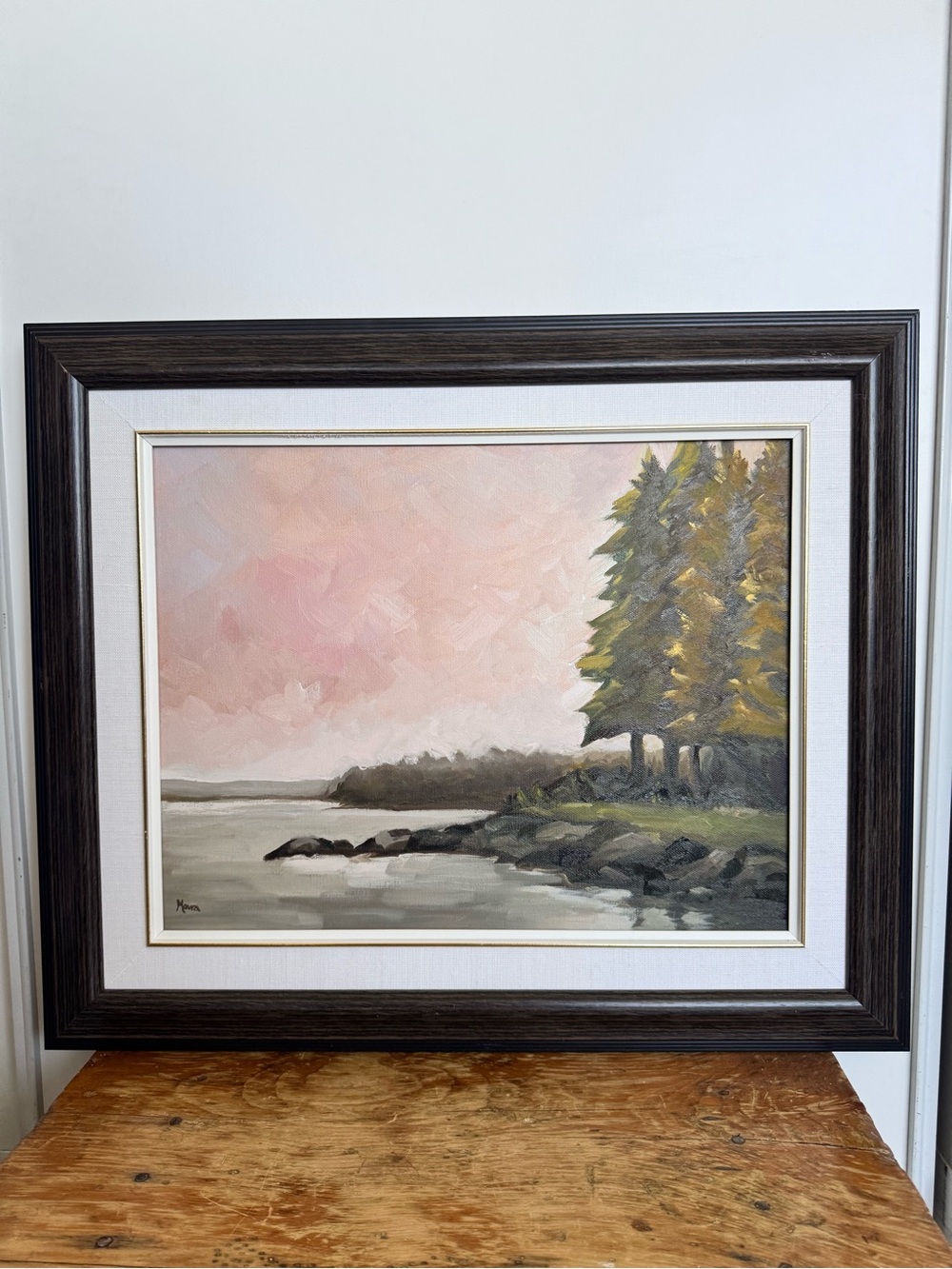 Original Signed Framed Lake Landscape Scene